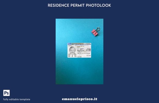 modello frontale photolook per carta di permesso di soggiorno in stile verificat